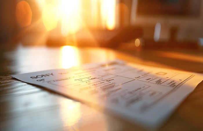 A table holds a piece of paper, backlit by the sun, enhancing the scene with a bright and inviting atmosphere.